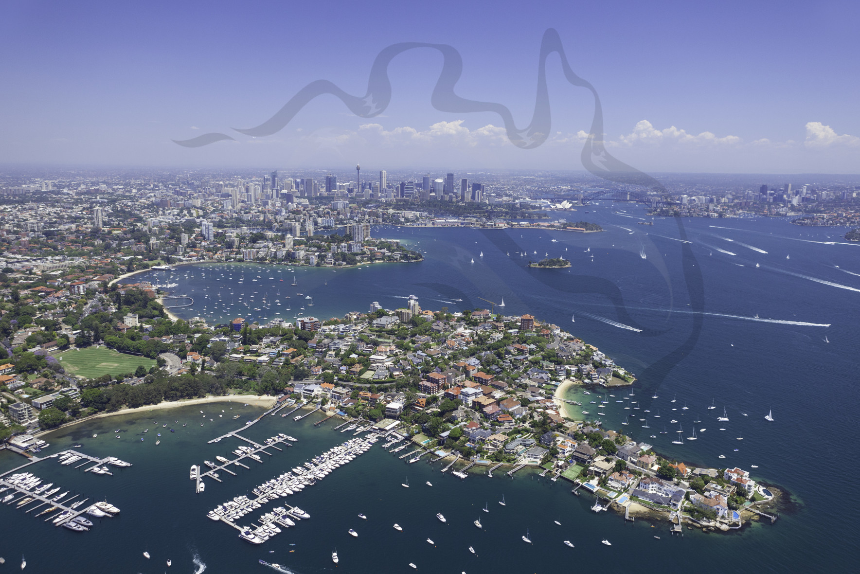 Rose Bay to Sydney City Aerial Stock Photography Digital Download