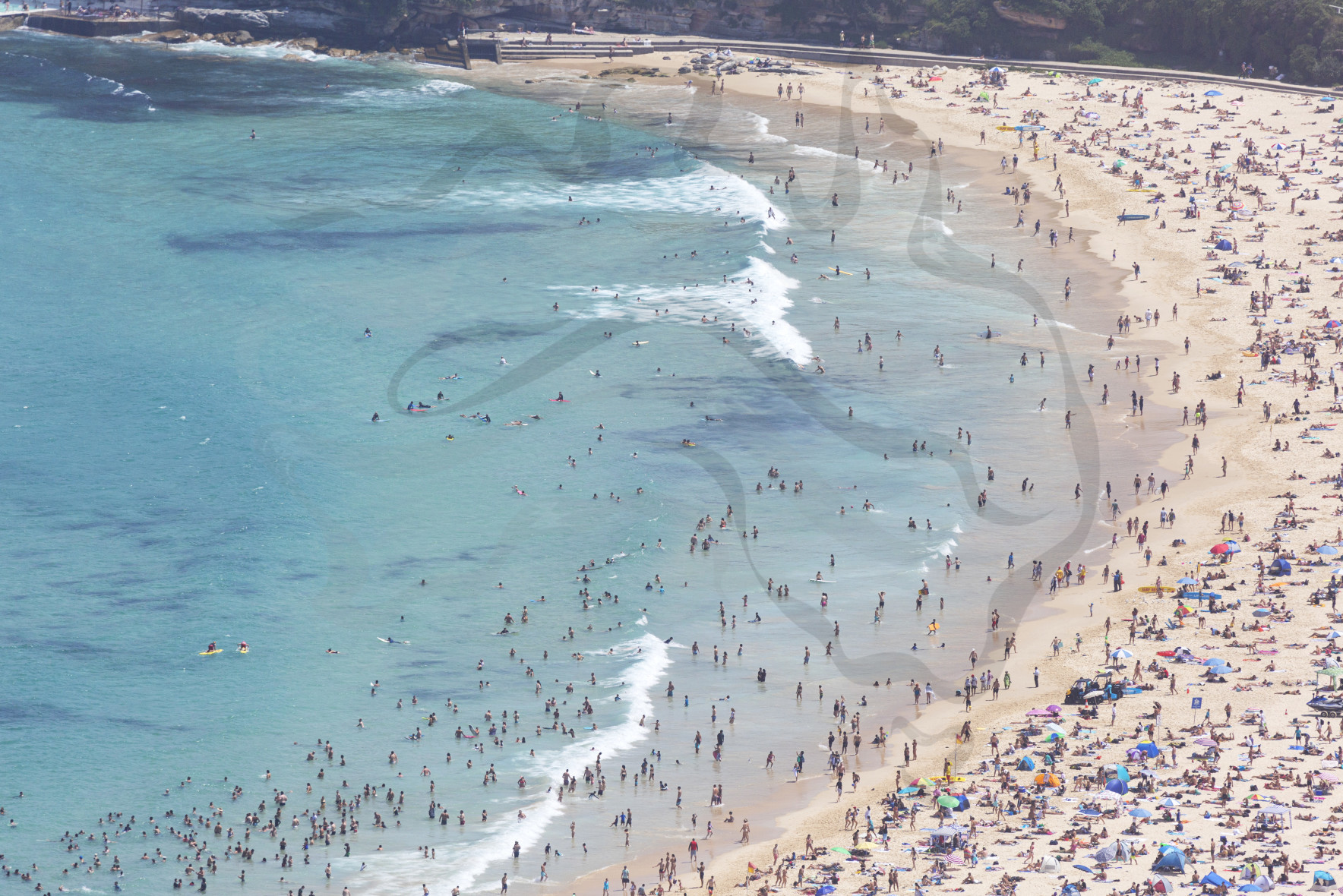 Bondi Beach Packed Aerial Stock Images - High Resolution Digital Download