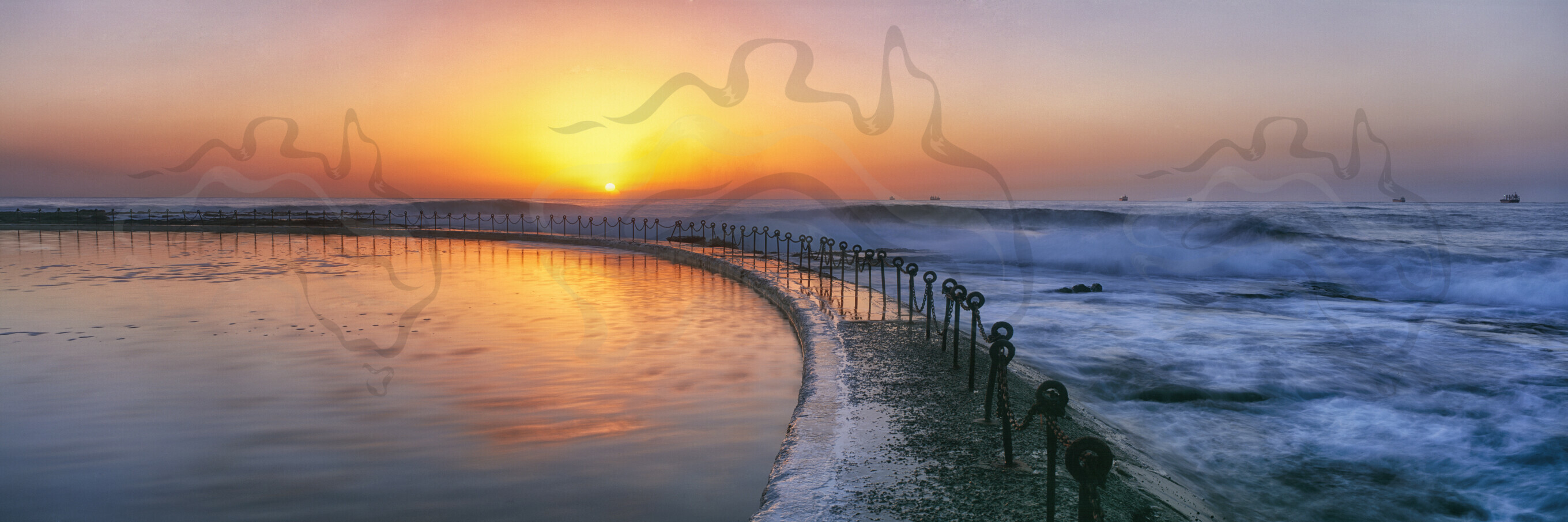 Canoe Pool Rising Sun Panoramic Stock Photo High Resolution Digital