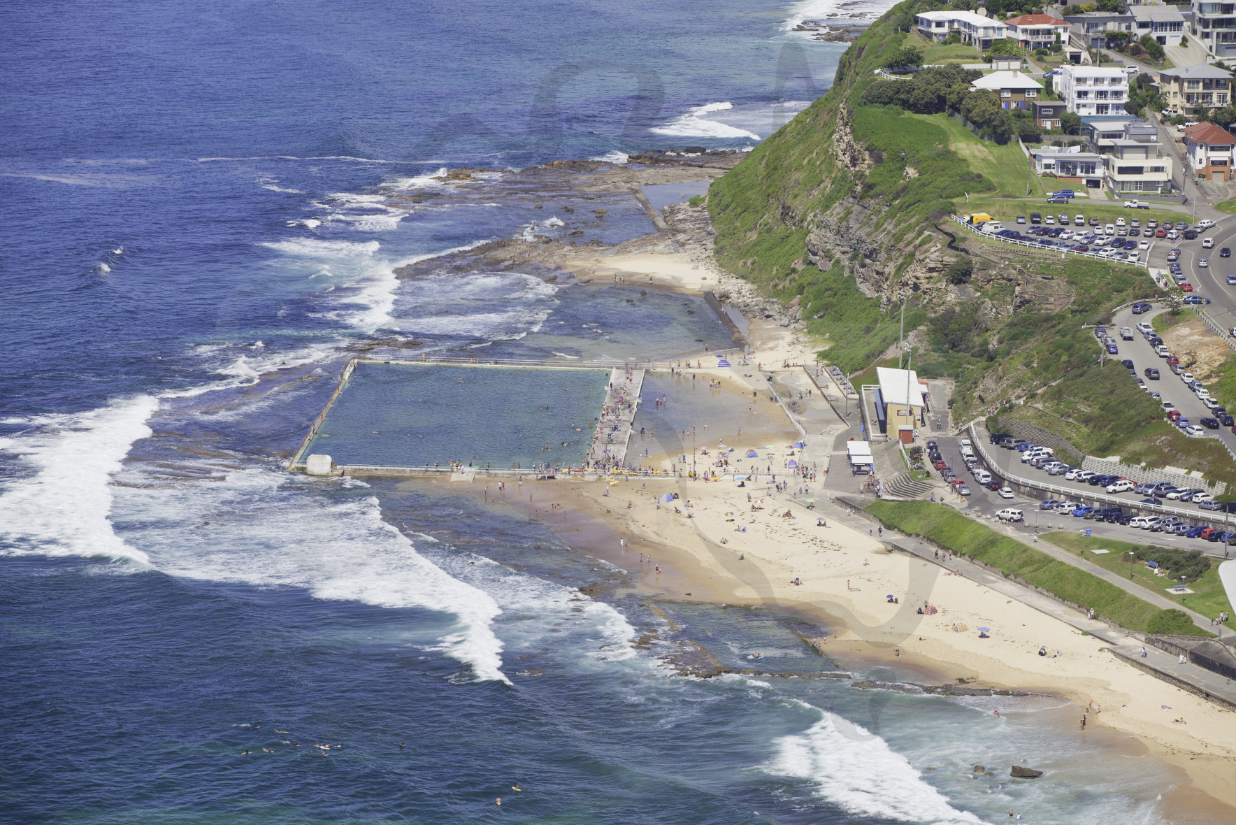 Merewether Beach Ocean Baths Aerial Stock Photos High Resolution Images